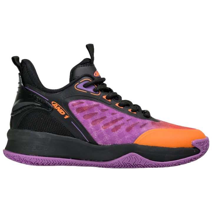 AND1 CROSS COURT Black/Purple/Orange Junior Basketball Shoes