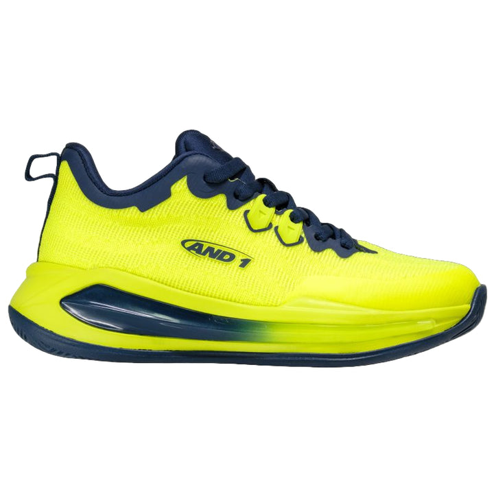 AND1 XLR8 Fluro Lime/Navy Junior Basketball Shoes