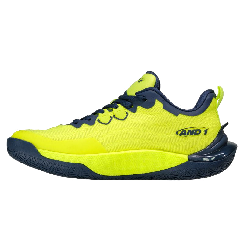 AND1 XLR8 Fluro Lime/Navy Senior Basketball Shoes